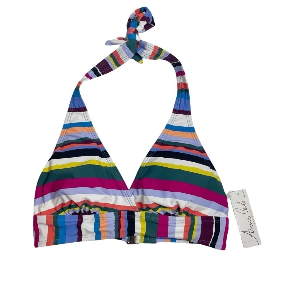 Anne Cole Easy Breezy Stripe Halter Bikini Top XS New